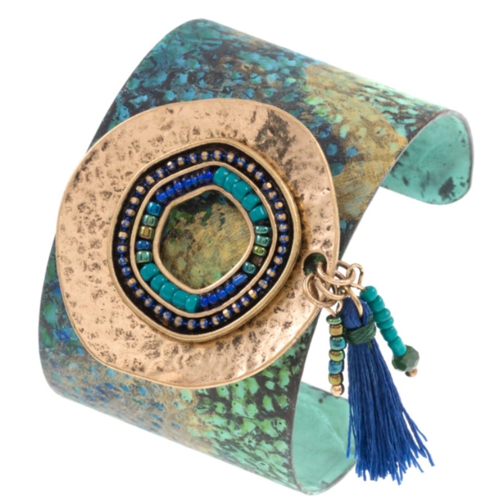 ‼️SALE‼️SALE‼️BEAD ACCENT TASSEL METAL CUFF